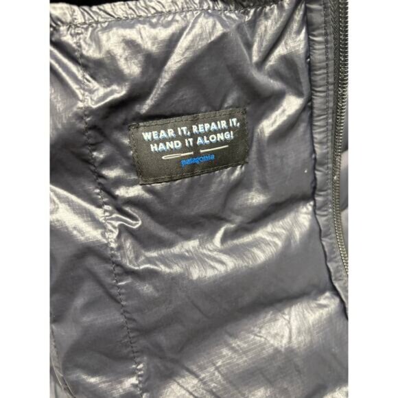 Patagonia Black Puffer Coat Hood Down Full Zip Women's S READ Netplus Shell - Picture 10 of 11